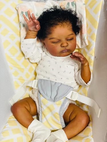 ROSHUAN Reborn-Baby-Puppe 19 zoll 48 cm Realistisch Aussehendes Afroamerikanisches Baby Neugeborenes Schlafendes Schwarzes Mädchen Weicher Stoffkörper Squishy Dunkelbraune Haut Real Life Reborn-Puppen ROSHUAN Reborn-Baby-Puppe 19 zoll 48 cm Realistisch Aussehendes Afroamerikanisches Baby Neugeborenes Schlafendes Schwarzes Mädchen Weicher Stoffkörper Squishy Dunkelbraune Haut Real Life Reborn-Puppen von ROSHUAN