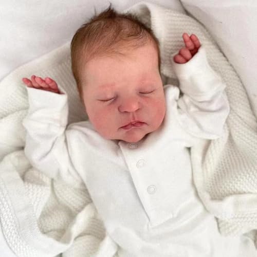 ROSHUAN Reborn Baby Puppe 20 Zoll Realistische Neugeborene Schlafendes Babypuppe Weiche Tuch Körper, die echtes Leben Kleinkind Spielzeug mit Fütterungsset für Kinder Mädchen Junge von ROSHUAN