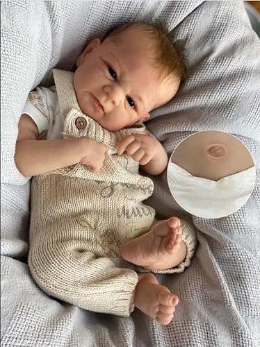 ROSHUAN Reborn Baby Puppe Anatomisch Korrektes Baby Girl 17 zoll 45 cm Realistische Reborn-Puppen Silikon-Vollkörper-Vinyl-Babys, Die Echt Aussehen Lifelilke Neugeborene Frühgeborene Puppe Augen Offen von ROSHUAN