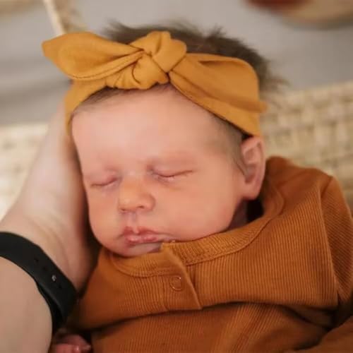 ROSHUAN Reborn Baby Puppe Mädchen Ganzkorp Vinyl 20 Zoll Realistisch Neugeborene Babypuppen Augen Geschlossen Lebensecht Babypuppe Mädchen Mit Verwurzelt Haaren von ROSHUAN