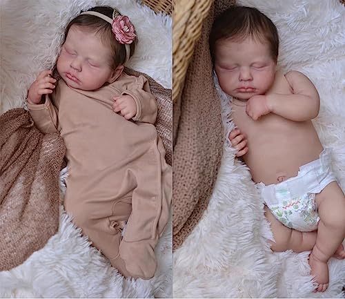 ROSHUAN Reborn Baby Puppe Mädchen Ganzkorp Weichem Vinyl 20 Zoll Realistisch Neugeborene Babypuppen Augen Geschlossen Lebensecht Baby Puppen Handverwurzelt von ROSHUAN