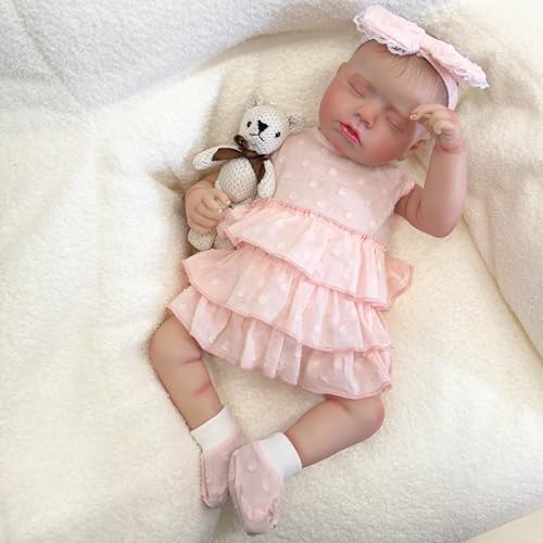 ROSHUAN Reborn Baby Puppe Silikon Ganzkörper 19 Zoll 48 cm Realistisch Aussehendes Baby Girl Neugeborenes Gewichtetes Anatomisch Korrektes Baby Puppe Die Wie Bebe Puppen Aussieht von ROSHUAN