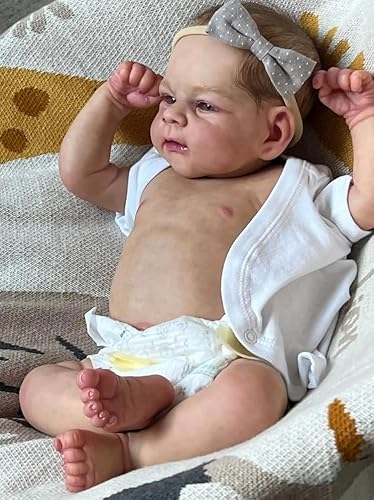 ROSHUAN Reborn Baby Puppen 17 Zoll 45 cm Realistische Neugeborenen Baby Puppe Mit Vollkörper Silikon Vinyl Lebensecht Anatomisch Korrekt Mädchen Spielzeug Geschenke von ROSHUAN