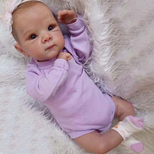 ROSHUAN Reborn Baby Puppen 18 Zoll Lebensechte Babypuppe Niedliche Weiches Vinyl Realistische Neugeborene Babypuppen Sieht aus wie EIN echtes Baby für Kinder Alter 3+ von ROSHUAN