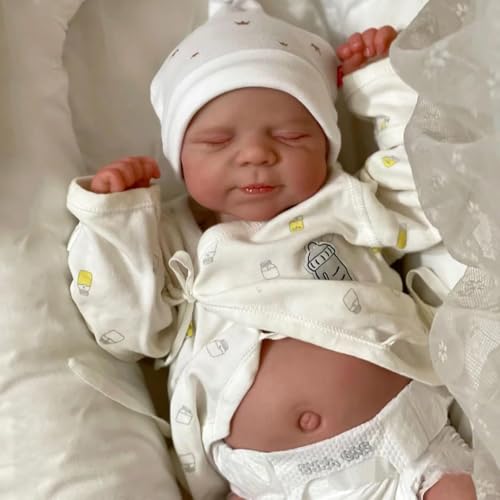ROSHUAN Reborn Baby Puppen 18 Zoll Lebensechte Realistische Neugeborenen Babypuppe Anatomisch Korrekt Körper aus Weichem Vinyl Sieht aus wie EIN echtes Baby Schlafender Junge von ROSHUAN