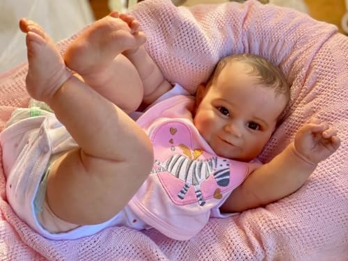 ROSHUAN Reborn-Baby-Puppen 20 Zoll 50 cm Realistische Lebensechte Baby-Puppen, Die Aussehen Wie Das Echte Leben Neugeborenes Baby Handmade Real Baby Size Doll Mit Stoffkörper von ROSHUAN