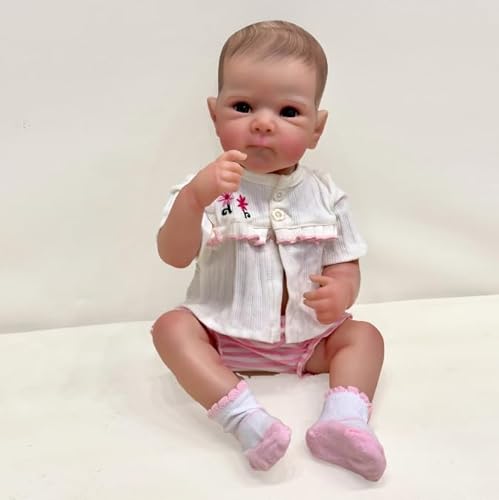ROSHUAN Reborn Baby Puppen Bettie 18 Zoll 48 cm Handgefertigte Ganzkörper-Silikon-Vinyl-Babys Mädchen Gewichtet Lebensechte Realistische Puppen Augen Offen Für Kinder Geschenke von ROSHUAN