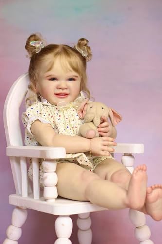 ROSHUAN Reborn Baby Puppen Glitter Mädchen 28 Zoll 70 cm Realistisch Lebensecht Kleinkind Baby Puppen Mit Kleid Handgefertigt Weichem Stoff Körper Real Life Baby Puppen von ROSHUAN