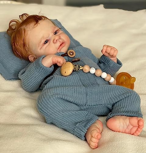 ROSHUAN Reborn-Baby-Puppen Junge 17 Zoll 45 cm Ganzkörper-Silikon-Vinyl Anatomisch Korrekte Baby-Puppen, Die Wie Das Echte Leben Aussehen Bebe Junge Augen Offen Für Kinder 3+ von ROSHUAN