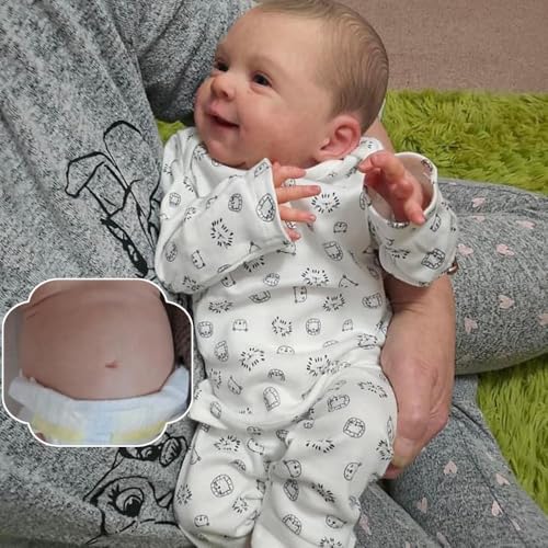 ROSHUAN Reborn Baby Puppen Junge - 18 Zoll Lebensechte Neugeborene Babypuppe Körper aus weichem Vinyl Sieht aus wie EIN echtes Baby Wiedergeborener Mädchen von ROSHUAN