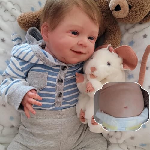 ROSHUAN Reborn Baby Puppen Junge 45 cm Realistische Wiedergeboren Baby Puppe Voll Vinyl Lebensecht Babypuppe Haaren Wie Echtes Leben Neugeborene Puppen Mit zubehör ROSHUAN Reborn Baby Puppen Junge 45 cm Realistische Wiedergeboren Baby Puppe Voll Vinyl Lebensecht Babypuppe Haaren Wie Echtes Leben Neugeborene Puppen Mit zubehör von ROSHUAN