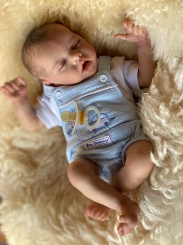 ROSHUAN Reborn-Baby-Puppen Junge Offener Mund 18 Zoll 48 cm Weicher Körper Realistisch Neugeborener Vollkörper Vinyl Anatomisch Korrekt Echtes Leben Baby Puppen Leben Wie Baby Gefühl Puppen von ROSHUAN