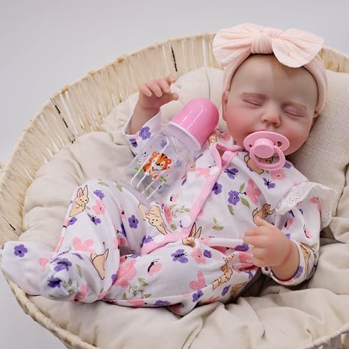ROSHUAN Reborn Baby Puppen Mädchen 19 Zoll 48 cm Gewichtete Realistische Baby Puppe Die Aussieht Wie Das Echte Leben Neugeborenes Bebe Schlafend Vollsilikon Vinyl Reborn Puppen Waschbar Spielzeug ROSHUAN Reborn Baby Puppen Mädchen 19 Zoll 48 cm Gewichtete Realistische Baby Puppe Die Aussieht Wie Das Echte Leben Neugeborenes Bebe Schlafend Vollsilikon Vinyl Reborn Puppen Waschbar Spielzeug von ROSHUAN