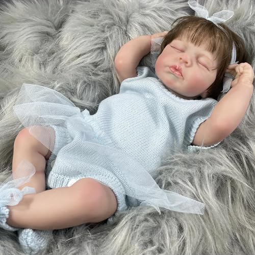 ROSHUAN Reborn Baby Puppen Mädchen 20 Zoll Handgefertigt Lebensechte Schlafende Babypuppe Weiche Vinyl Körper mit Anatomisch Korrekten Neugeborenen Puppe Sieht Aus Wie EIN Echtes Baby von ROSHUAN