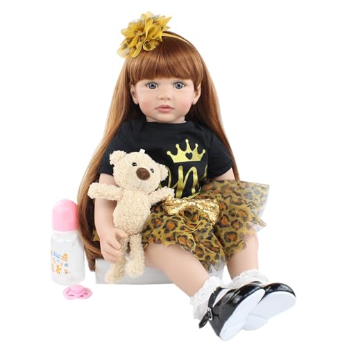 ROSHUAN Reborn Baby Puppen Mädchen 24 Zoll Weiches Tuch Körper Realistische Kleinkind Neugeborene Baby Puppen Blaue Augen Babys Spielzeug Kinder Alter 3+ von ROSHUAN