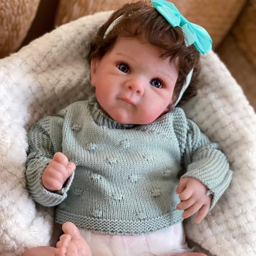 ROSHUAN Reborn Baby Puppen Mädchen Bettie 18 Zoll Lebensechte Schlafende Babypuppe Weiche Vinyl Körper Anatomisch Korrekte Realistische Neugeborene Puppe Sieht Aus Wie EIN Echtes Baby von ROSHUAN