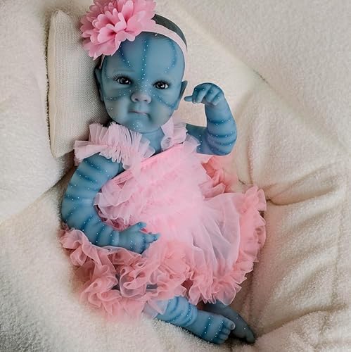 ROSHUAN Reborn Baby Puppen Realistisch Avatar 18 Zoll 48 cm Realistische Neugeborene Avatar Puppen Silikon Vollkörper Posable Echtes Leben Wie Wach Babys Spielzeug Für Kinder 3+ von ROSHUAN
