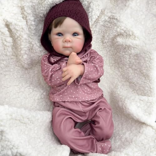 ROSHUAN Reborn Baby Puppen Realistisch Mädchen 18 Zoll 48 cm Realistisch Reborn Baby Puppen Silikon Ganzkörper Vinyl Waschbar Neugeborenes Kind Bebe Spielzeug Geschenke von ROSHUAN
