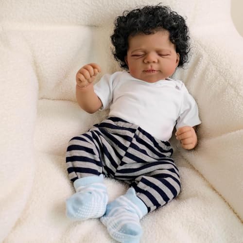 ROSHUAN Reborn Baby Puppen Schwarzer Junge 18 Zoll 48 cm Afroamerikanisches Realistisches Reborn Baby Puppe Silikon Ganzkörpergewicht Anatomisch Korrekt Junge Neugeborene Puppen Spielzeug ROSHUAN Reborn Baby Puppen Schwarzer Junge 18 Zoll 48 cm Afroamerikanisches Realistisches Reborn Baby Puppe Silikon Ganzkörpergewicht Anatomisch Korrekt Junge Neugeborene Puppen Spielzeug von ROSHUAN