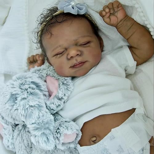 ROSHUAN Reborn Baby Puppen Schwarzes Mädchen 18 Zoll 48 cm Realistische Neugeborenen-Baby-Puppen Silikon-Vollkörper-Vinyl-Babys, Die Echt Aussehen Schwarze Babys Mit Verwurzeltem Haar Für Kinder 3+ ROSHUAN Reborn Baby Puppen Schwarzes Mädchen 18 Zoll 48 cm Realistische Neugeborenen-Baby-Puppen Silikon-Vollkörper-Vinyl-Babys, Die Echt Aussehen Schwarze Babys Mit Verwurzeltem Haar Für Kinder 3+ von ROSHUAN