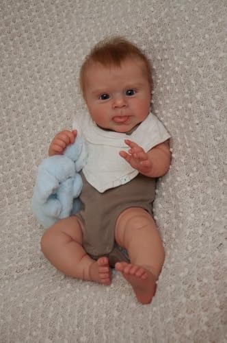 ROSHUAN Reborn Baby Puppen Sebby mit realistischen Adern, 18 Zoll Lebensechte Neugeborene Baby Puppe mit Handgemachten Gewichteten Weichen Körper Spielzeug für Kinder Alter 3+ von ROSHUAN