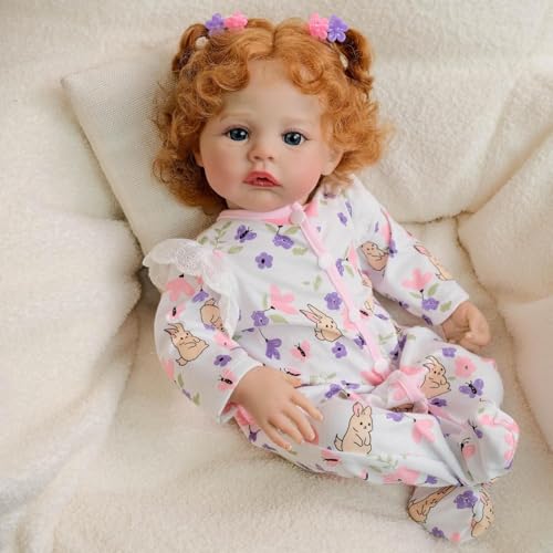 ROSHUAN Reborn Baby Puppen Silikon Ganzkörper 18 zoll 48 cm Vollsilikon Vinyl Leben Wie Reborn Baby Puppen Anatomisch Korrektes Mädchen Blond Real Life Neugeborene Babies Puppen Augen Offen Für Kinder von ROSHUAN