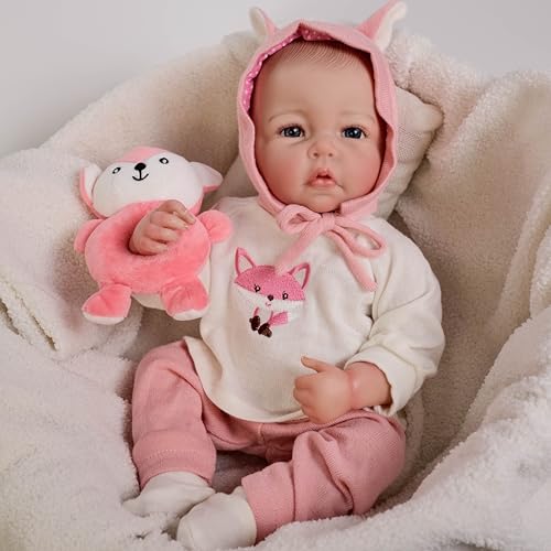ROSHUAN Reborn-Baby-Puppen Silikon Ganzkörper 19 Zoll 48 cm Anatomisch Korrekte Baby-Puppe Realistisches Mädchen Echte Baby-Puppen Die Wie Das Echte Leben Aussehen Gewogene Babies Lebensechte Puppen von ROSHUAN