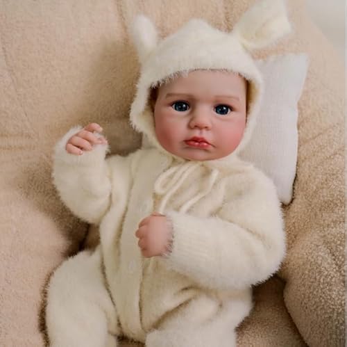 ROSHUAN Reborn-Baby-Puppen Silikon Ganzkörper 20 Zoll 50 cm Anatomisch Korrektes Mädchen Weicher Körper Gewichtet Realistische Neugeborene Baby-Puppen Mit Fütterung Spielzeug-Set von ROSHUAN
