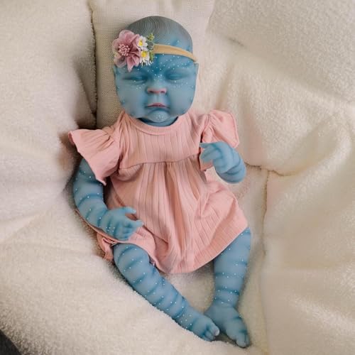 ROSHUAN Reborn Baby Puppen Silikon Ganzkörper Avatar 50 cm Realistisch Aussehende Neugeborene Avatar Silikon-Baby-Puppen, Die Das Echte Leben Wiedergeborenes Anatomisch Korrektes Mädchen Aussehen von ROSHUAN