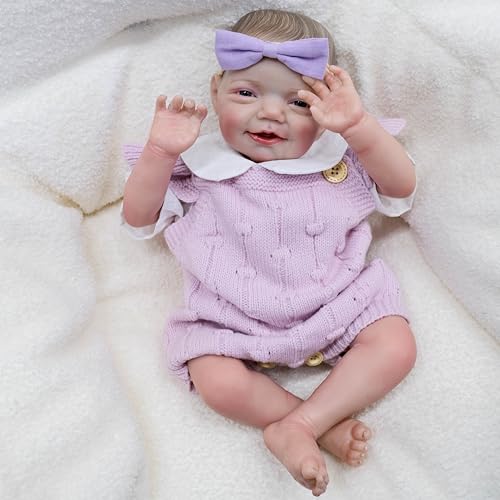 ROSHUAN Reborn Baby Puppen Silikon Ganzkörper Mädchen 20 Zoll 50 cm Gewichtet Anatomisch Korrektes Baby Mädchen Real Life Like Baby Neugeborene Puppen Realistisch Aussehende Baby Mädchen Puppen von ROSHUAN