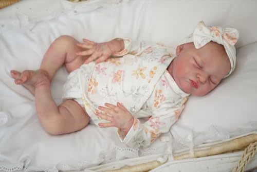 ROSHUAN Reborn Baby Puppen Silikon Ganzkörper Mädchen 20 Zoll 50 cm Real Life Size Puppen Die Realistisch Aussehen Neugeborenes Anatomisch Korrektes Baby Mädchen Waschbar Spielzeug Puppen von ROSHUAN