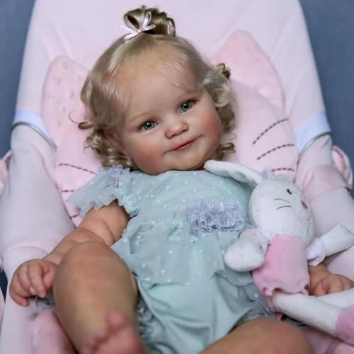 ROSHUAN Reborn Baby Puppen Silikon Ganzkörper Mädchen 20 Zoll 50 cm Süßes Lächeln Realistisch Neugeborenes Baby Puppe Kleinkind Anatomisch Korrekt Mädchen Waschbar Spielzeug von ROSHUAN