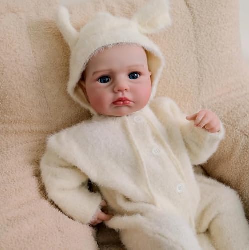 ROSHUAN Reborn Baby Puppen Silikon Vollkörper Realistisches Mädchen 20 Zoll 50 cm Neugeborenes Baby Puppen Anatomisch Korrektes Mädchen Lebensechtes Silikon Reborn Bebe Spielzeug Für Kinder 3+ von ROSHUAN
