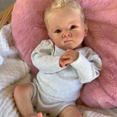 ROSHUAN Reborn Baby Puppen Silikon Vollkörper Vinyl 18 Zoll Realistisch Neugeborenes Baby Puppen Junge Real Life Anatomisch Korrektes von ROSHUAN