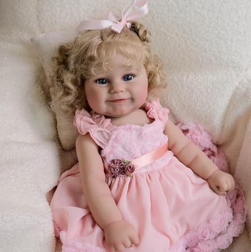 ROSHUAN Reborn-Babypuppe, Silikon, Ganzkörper-Vinyl, Maddie realistische Babypuppe, Mädchen, blondes lockiges Haar, das echt aussieht, handgefertigt, Spielzeug für Kinder, Geschenke ROSHUAN Reborn-Babypuppe, Silikon, Ganzkörper-Vinyl, Maddie realistische Babypuppe, Mädchen, blondes lockiges Haar, das echt aussieht, handgefertigt, Spielzeug für Kinder, Geschenke von ROSHUAN