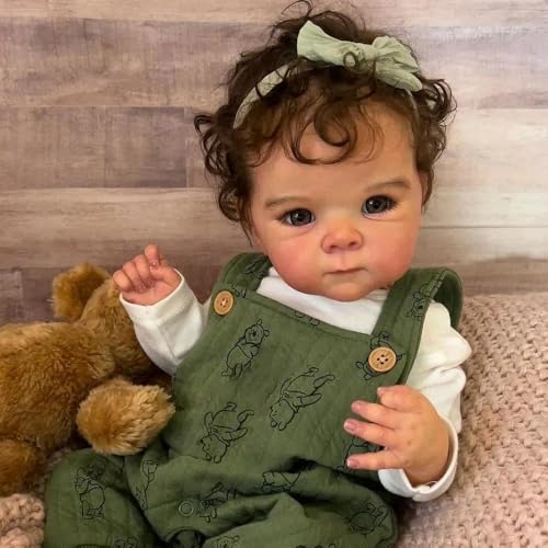 ROSHUAN Reborn Babypuppe, Silikon, Ganzkörper-Vinyl, realistische Reborn-Puppen, anatomisch korrektes Mädchen, lockiges Haar, lebensechte Neugeborenen-Puppen, Spielzeug für Kinder, Geschenke ROSHUAN Reborn Babypuppe, Silikon, Ganzkörper-Vinyl, realistische Reborn-Puppen, anatomisch korrektes Mädchen, lockiges Haar, lebensechte Neugeborenen-Puppen, Spielzeug für Kinder, Geschenke von ROSHUAN