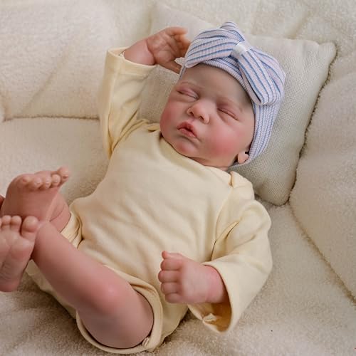 ROSHUAN Reborn Babypuppe 19 Zoll 48cm Weicher Stoffkörper Realistisch Neugeborene Baby Puppen Lebensecht Wiedergeboren Babypuppen Mädchen Handgemacht Spielzeug Das Wie EIN Echtes Baby von ROSHUAN