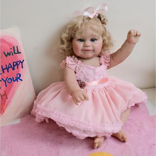ROSHUAN Reborn Babypuppen, 50,8 cm, süßes Lächeln, blondes Mädchen, realistische Babypuppe, Silikon, Ganzkörper-beweglich, echtes Leben, Neugeborene, Babys, Puppen, wasserdichtes Spielzeug ROSHUAN Reborn Babypuppen, 50,8 cm, süßes Lächeln, blondes Mädchen, realistische Babypuppe, Silikon, Ganzkörper-beweglich, echtes Leben, Neugeborene, Babys, Puppen, wasserdichtes Spielzeug von ROSHUAN