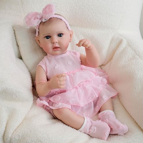 ROSHUAN Reborn Babypuppen, Mädchen, 48,3 cm, realistische Reborn-Puppen, Silikon, Ganzkörper-Vinyl, beweglich, lebensechte Neugeborene, die echt aussehen, Größe Babys, Augen offen für Kinder ab 3 ROSHUAN Reborn Babypuppen, Mädchen, 48,3 cm, realistische Reborn-Puppen, Silikon, Ganzkörper-Vinyl, beweglich, lebensechte Neugeborene, die echt aussehen, Größe Babys, Augen offen für Kinder ab 3 von ROSHUAN