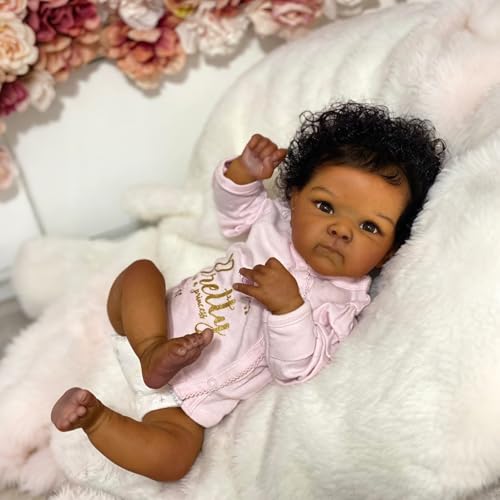 ROSHUAN Reborn Babypuppen, schwarzes Mädchen, 45,7 cm, realistische Silikon-Babypuppen, Ganzkörper-Vinyl, schwarzes afrikanisches Mädchen, echtes Leben, Neugeborenenen-Puppe für Kinder ab 3 Jahren ROSHUAN Reborn Babypuppen, schwarzes Mädchen, 45,7 cm, realistische Silikon-Babypuppen, Ganzkörper-Vinyl, schwarzes afrikanisches Mädchen, echtes Leben, Neugeborenenen-Puppe für Kinder ab 3 Jahren von ROSHUAN