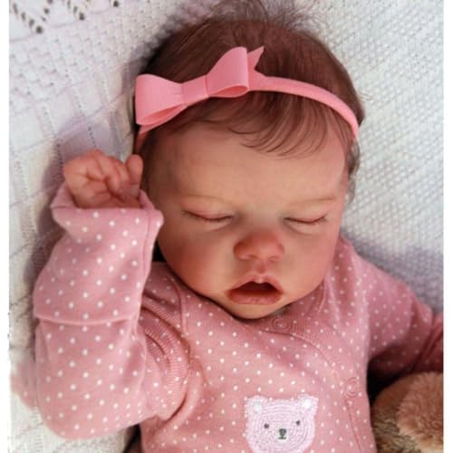 ROSHUAN Reborn Babypuppen 18 Zoll Lebensecht Babypuppe Realistische Neugeborenes Baby Puppen aus weichem Vinyl Sieht aus wie EIN echtes Baby Wiedergeborener Mädchen von ROSHUAN