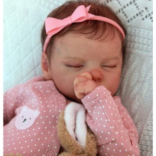 ROSHUAN Reborn Babypuppen 18 Zoll Mädchen Augen Geschlossene Realistische Neugeborene Babypuppen Ganzkörper Poseable Anatomisch Korrektes Mädchen mit Kleidung und Spielzeug für Kinder ab 3 Jahren von ROSHUAN