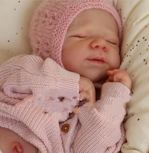 ROSHUAN Reborn Babypuppen 18 Zoll Realistische Neugeborene Schlafende Babypuppen Mädchen, die echt lebensecht aussehen Frühchen Babys lebendig Weiches Silikon Vinyl Ganzkörper Reborn Säuglingspuppe von ROSHUAN