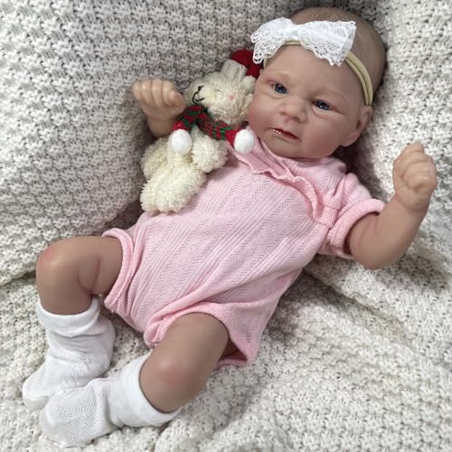 ROSHUAN Reborn Babypuppen Anatomisch Korrektes Mädchen 17 Zoll Realistische Baby Puppe Weiches Silikon Ganzkörper Vinyl Lebensechte Neugeborene Babypuppe Spielzeug für Kinder Alter 3+ von ROSHUAN
