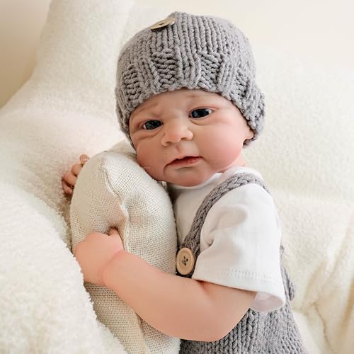 ROSHUAN Reborn Babypuppen Elijah Junge 17 Inch 43CM Realistische Neugeborene Puppe Lebensechte Babypuppe Weiche Voll Vinyl Körper Handgemachte Spielzeug Das Wie EIN Echtes Baby von ROSHUAN