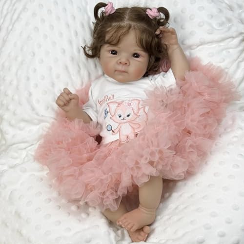 ROSHUAN Reborn Babypuppen Realistisches Mädchen Wurzelhaar 45,7 cm Real Life Babypuppe, die echt aussehende Babys Mädchen Realistische Neugeborene Anatomisch Korrekte Puppen Spielzeug von ROSHUAN