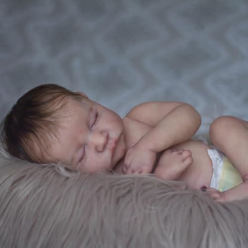 ROSHUAN Reborn Babypuppen Schlafender Junge 19 Zoll Silikon Ganzkörper Vinyl Lebensechte Neugeborene Babypuppen, die echt aussehen, anatomisch korrekt Geschlossene Augen, bewegliche Puppe, Spielzeug von ROSHUAN