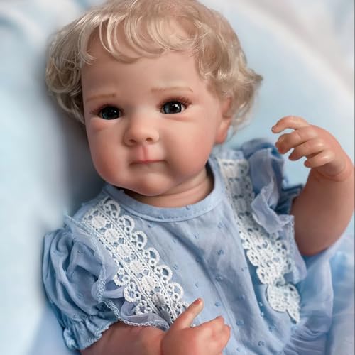 ROSHUAN Reborn Babypuppen Silikon Ganzkörper 45,7 cm Realistische Babypuppe Anatomisch Korrektes Mädchen Lebensechte Neugeborene Babys Puppen, die echt aussehen Reborn Puppe Spielzeug für Kinder von ROSHUAN