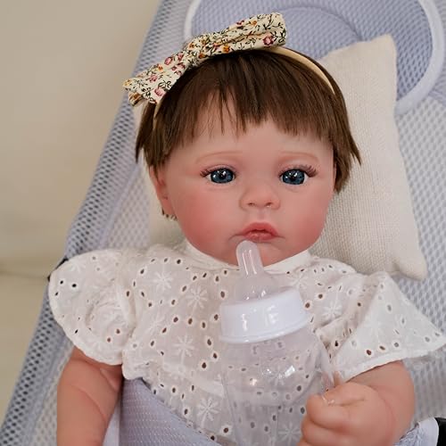 ROSHUAN Reborn Babypuppen Silikon Ganzkörper Mädchen 19 Zoll Realistische Babypuppe, die echt aussieht Reborn Puppe Blaue Augen Lebensechte Neugeborene Puppen mit Fütterungsspielzeug für Kinder ab 3 ROSHUAN Reborn Babypuppen Silikon Ganzkörper Mädchen 19 Zoll Realistische Babypuppe, die echt aussieht Reborn Puppe Blaue Augen Lebensechte Neugeborene Puppen mit Fütterungsspielzeug für Kinder ab 3 von ROSHUAN
