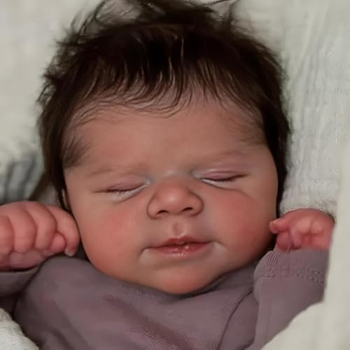 ROSHUAN Reborn Babypuppen Silikon Ganzkörper Vinyl 45,7 cm Realistische Babypuppen Mädchen Augen Schließen Lebensechte Neugeborene Babys Puppe Die Echt Leben Wie Babys Puppe Für Kinder Geschenke von ROSHUAN